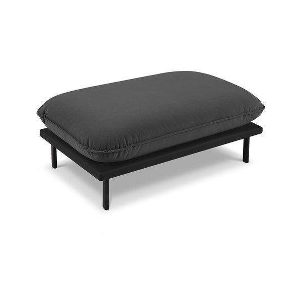 Taburet gri închis cu tapițerie din catifea Auguste – Interieurs 86-image-3