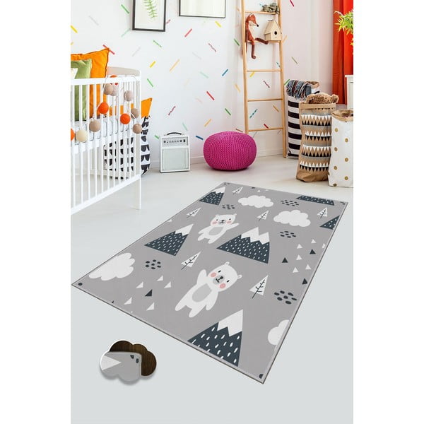 Covor antiderapant pentru copii Conceptum Hypnose Bears, 80 x 120 cm, gri-image-1