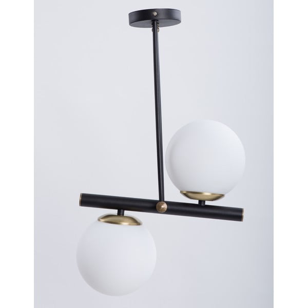 Plafonieră neagră-albă cu abajur din sticlă ø 15 cm Libra – Squid Lighting