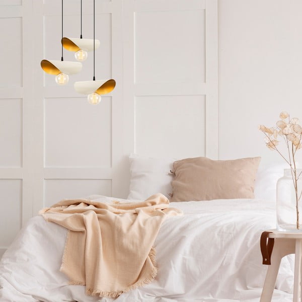 Lustră albă-aurie cu abajur din metal Sivani – Opviq lights-image-1