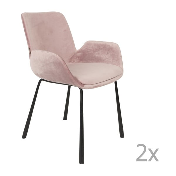 Set 2 scaune cu cotiere Zuiver Brit, roz