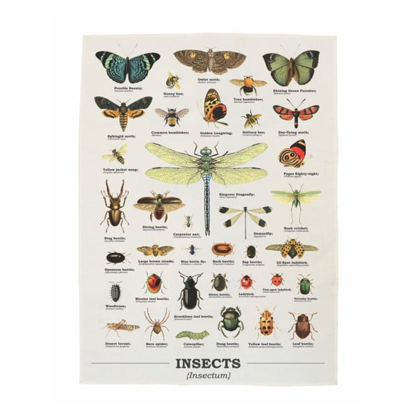Prosop de bucătărie din bumbac Gift Republic Insects, 50 x 70 cm