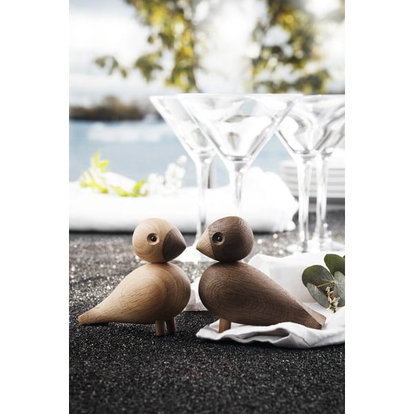 Set 2 statuete din lemn masiv de stejar Kay Bojesen Denmark Lovebirds-image-2