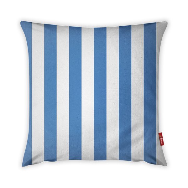 Față de pernă cu amestec din bumbac Vitaus Stripes, 42 x 42 cm, albastru-alb