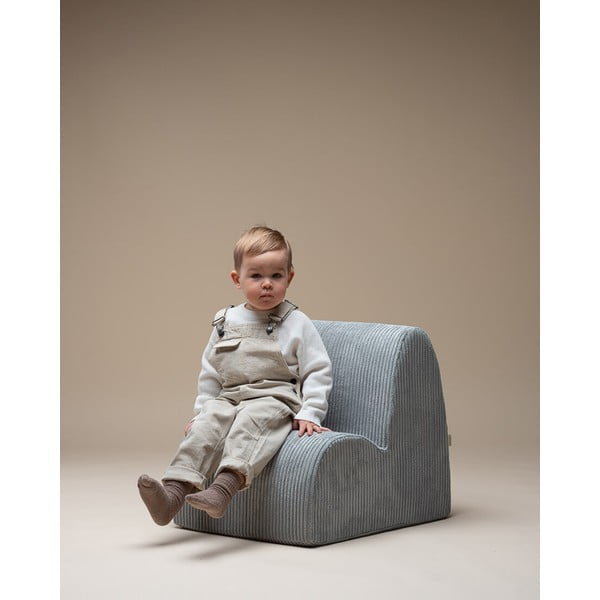 Fotoliu de copii verde mentă cu tapițerie din catifea reiată Cloud – Wigiwama-image-2