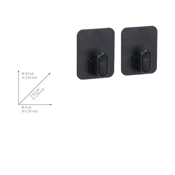 Cârlige negre 2 buc. autoadezive din plastic Parma – Allstar-image-4