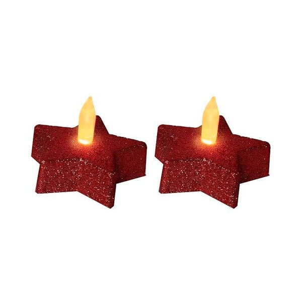 Set de 2 lumânări roșii LED Star cu paiete