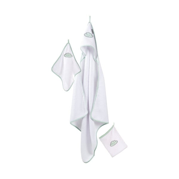 Prosop cu glugă pentru copii alb din bumbac 80x80 cm Happy Cloud – Roba