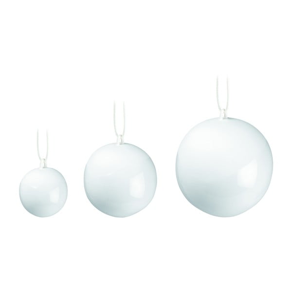 Set 3 globuri de Crăciun din porțelan chinezesc pentru bradul de Crăciun Kähler Design Nobili, alb