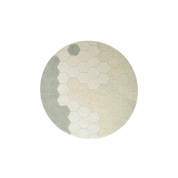 Covor verde deschis lavabil/țesut manual rotund din bumbac ø 140 cm Honeycomb Blue Sage – Lorena Canals