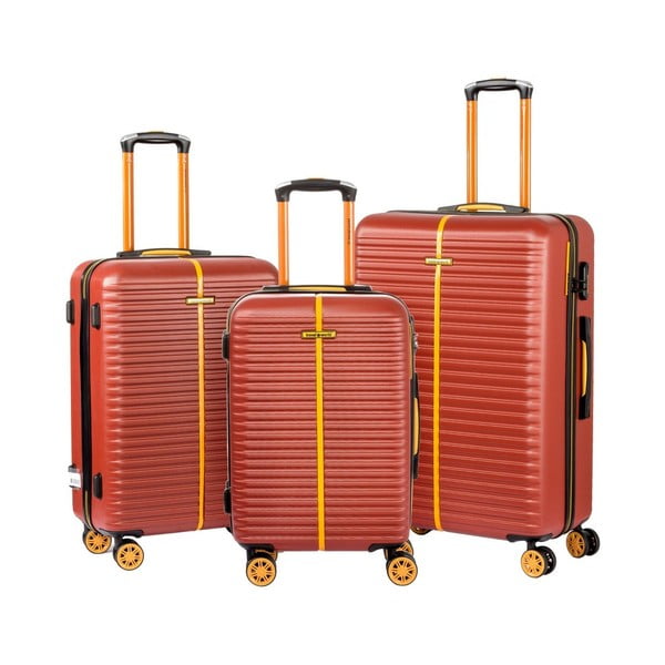 Set 3 valize cu roți Travel World Amazon, maro
