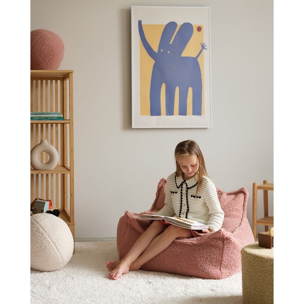 Fotoliu puf pentru copii roz cu tapițerie din țesătură bouclé Chair – Wigiwama-image-1