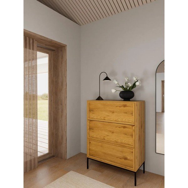 Comodă în culoare naturală cu aspect de lemn de stejar 80x110x40 cm Palmdale – Actona-image-1