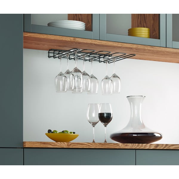 Suport de perete pentru sticle de vin Metaltex Wine Glass, negru-image-2