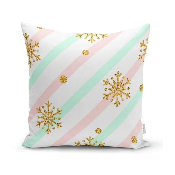 Față de pernă cu model de Crăciun Minimalist Cushion Covers Pinky Snowflakes, 42 x 42 cm