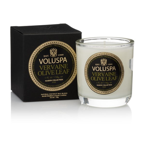 Lumânare parfumată Voluspa Maison Votive, aromă de palisandru, frunze de măslin și de citrice, 25 ore