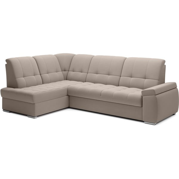 Colțar bej extensibil/cu spațiu de depozitare cu tapițerie din catifea (cu colț pe partea stângă/în formă de ”L”) Sado – ELTAP-image-2