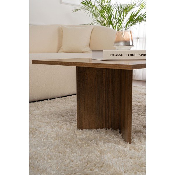 Măsuță de cafea maro închis cu aspect de lemn de nuc 60x119 cm Sabin – Kalune Design-image-4