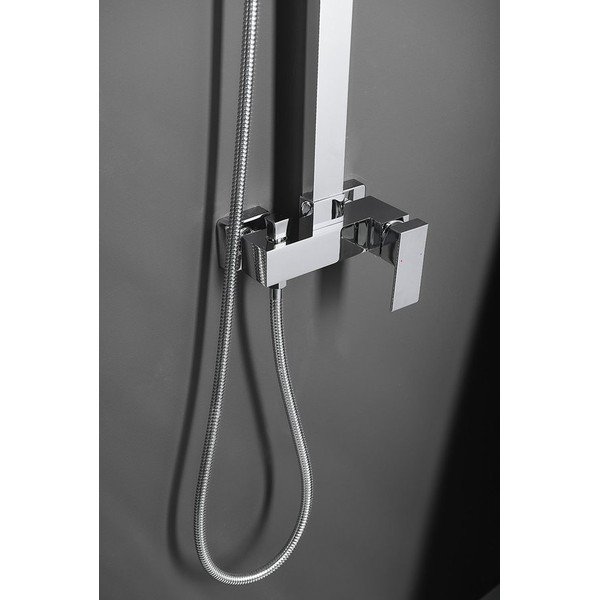Set de duș argintiu lucios din alamă 118 cm cu baterie cu duș suspendat/cu duș de mână Latus – Sapho-image-1