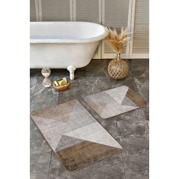 Covorașe de baie gri-maro 2 buc. din catifea 60x100 cm – Mila Home-image-2