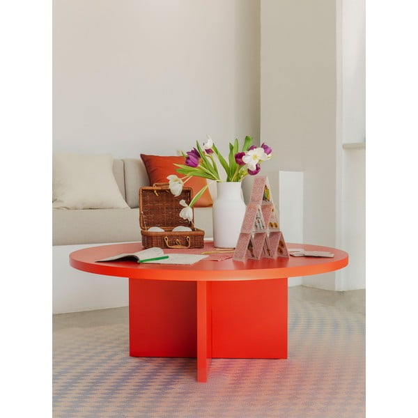 Măsuță de cafea roșie rotundă ø 100 cm Pausa – Really Nice Things-image-2