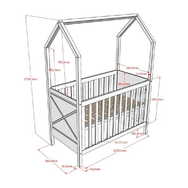 Pătuț alb din lemn de pin cu înălțime reglabilă 60x120 cm Scott – Vipack-image-3