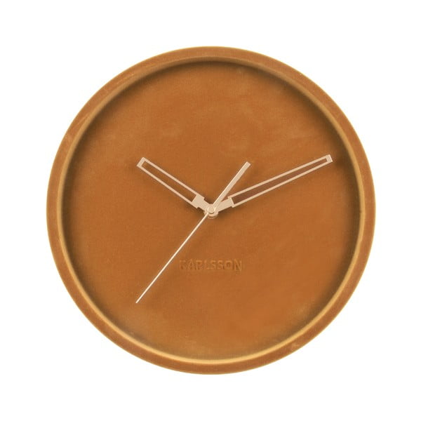 Ceas din catifea pentru perete Karlsson Lush, maro caramel, ø 30 cm