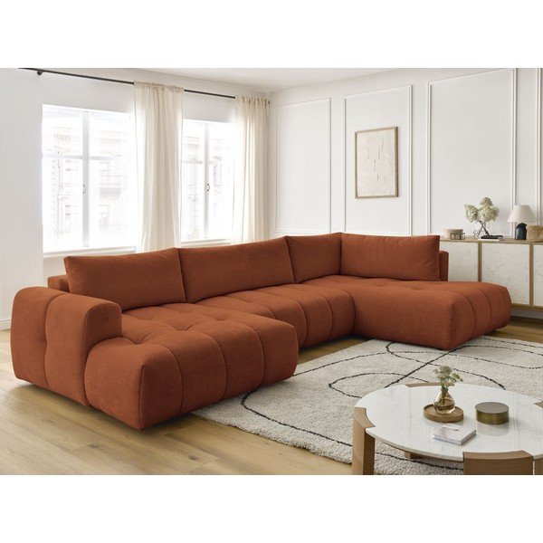 Colțar cărămiziu extensibil/cu spațiu de depozitare (cu colț pe partea dreaptă/în formă de "U") Fuji – Bobochic Paris-image-1