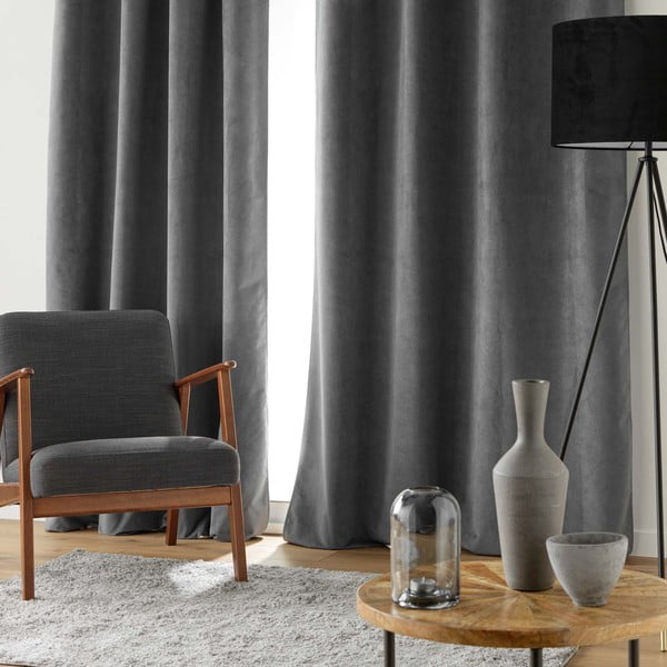 Draperie gri antracit din catifea 140x260 cm Olympe – douceur d'intérieur-image-2