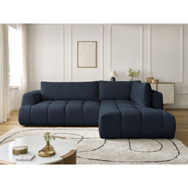 Colțar albastru închis extensibil/cu spațiu de depozitare (cu colț pe partea dreaptă/în formă de ”L”) Fuji – Bobochic Paris-image-1