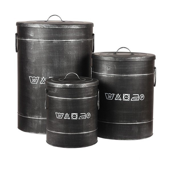 Coș metalic pentru rufe LABEL51, ⌀ 26 cm, negru-image-3
