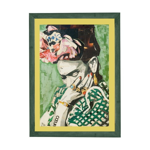 Tablou cu ramă pentru perete Surdic Green Frida, 30 x 40 cm