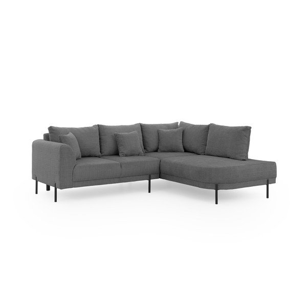 Colțar gri închis cu tapițerie din chenille (cu colț pe partea dreaptă/în formă de ”L”) Mauris  – Ropez-image-2