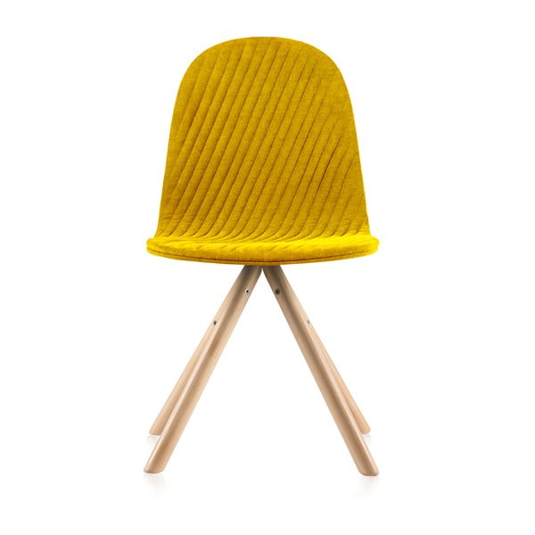 Scaun cu picioare în nuanță naturală Iker Mannequin Stripe, galben