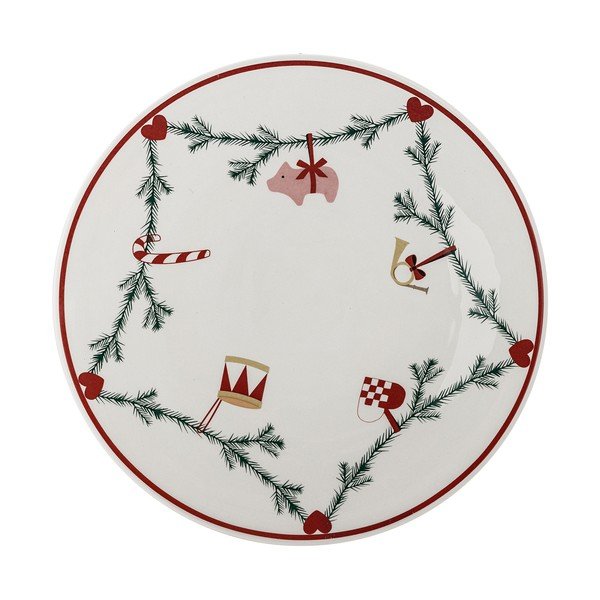 Tavă din gresie ceramică ø 35 cm   cu model de Crăciun Yule – Bloomingville