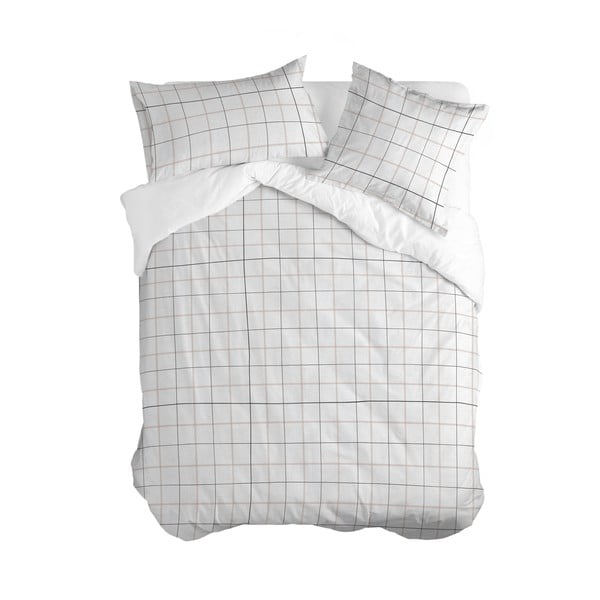 Husă din bumbac pentru pilotă Blanc Tartan, 200 x 200 cm