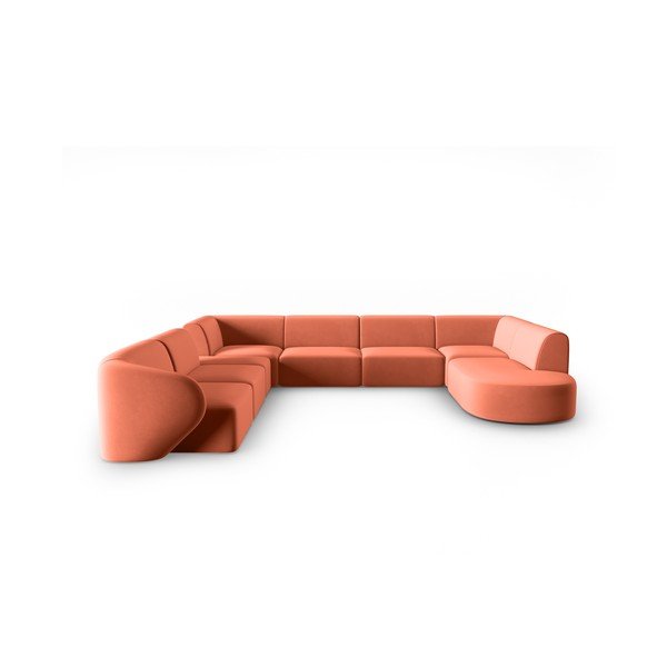 Colțar roz cu tapițerie din catifea (cu colț pe partea stângă, în formă de "U") Paolo – Milo Casa