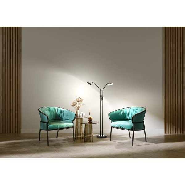 Lampadar negru LED cu intensitate reglabilă cu abajur din sticlă (înălțime 135 cm) Tallri – Fischer & Honsel-image-1