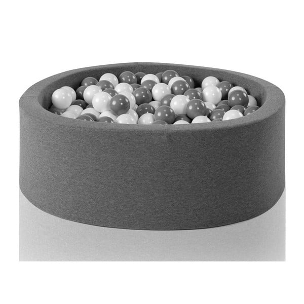 Piscină rotundă pentru copii cu cu 200 de mingi Misioo, 90 x 30 cm, gri