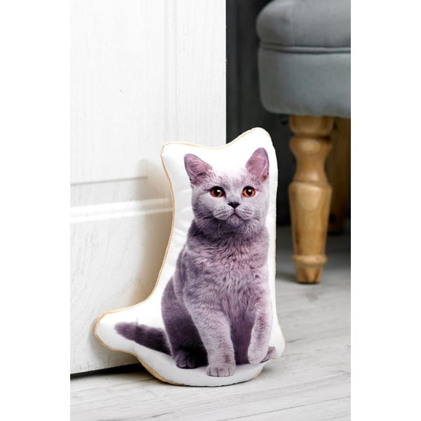 Opritor pentru ușă cu imprimeu Pisică Britanică Adorable Cushions, albastru - cenușiu