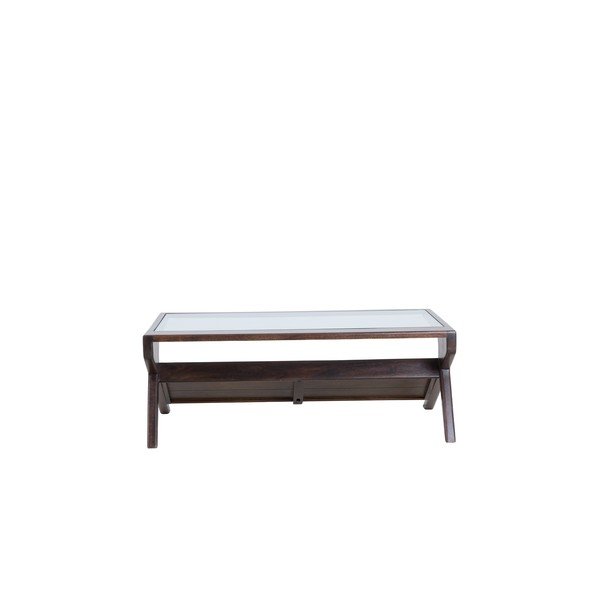 Măsuță de cafea în culoare naturală închisă cu blat din sticlă 70x112 cm Yuki – Light & Living-image-3