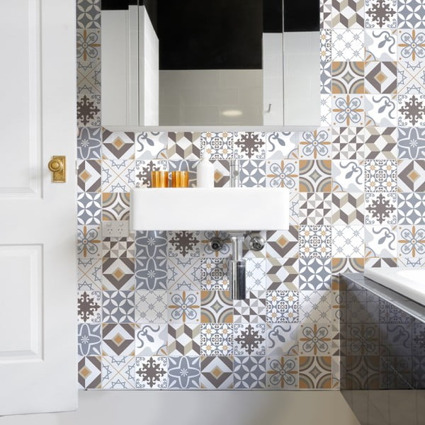 Set 60 autocolante de perete Ambiance Cement Tiles Liliania, 10 x 10 cm-image-3