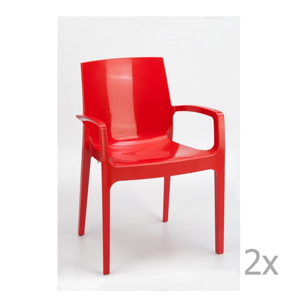 Set 2 scaune Castagnetti Cream, roșu