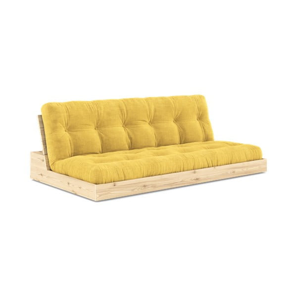 Canapea galbenă extensibilă cu tapițerie din catifea reiată  196 cm Base – Karup Design