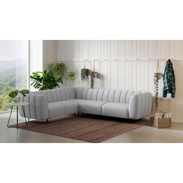 Colțar gri deschis (cu colț pe partea stângă /în formă de ”L”) Shel – Ghado-image-1