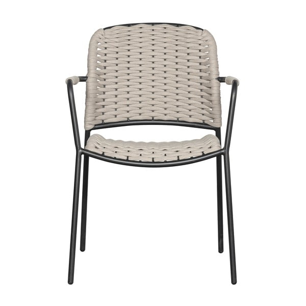 Scaune de grădină negre/bej 2 buc. din metal Taku – Exotan
