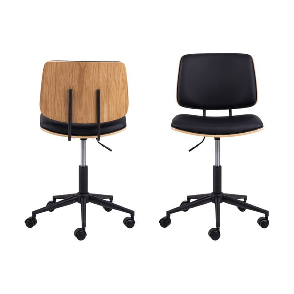 Scaun de birou negru din imitație de piele Owen – Actona-image-4