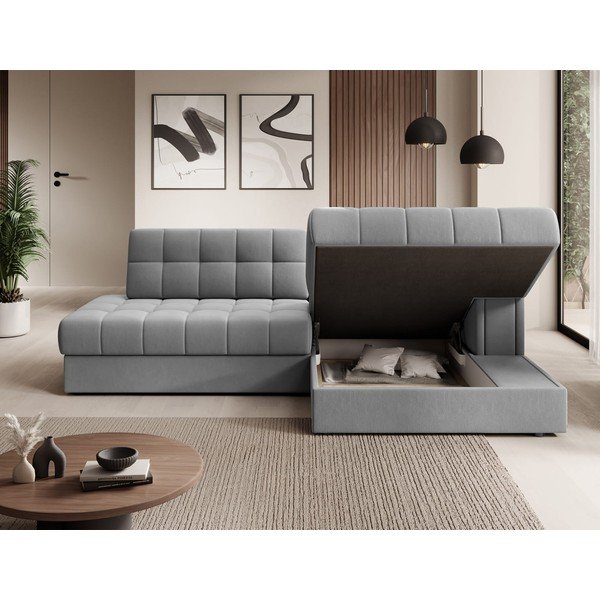 Colțar gri extensibil cu tapițerie din catifea (cu colț pe partea dreaptă/cu șezlong) Blezalt – ELTAP-image-4