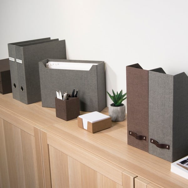 Biblioraft pentru ziare și documente, cu mâner din piele Bigso Files, gri închis-image-1