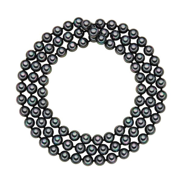 Lănțișor cu perle negru antracit Perldesse Muschel, ⌀ 8 mm, lungime 90 cm 